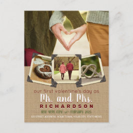 Cartão Postal De Festividades Nosso Primeiro Namorados como Sr. e Sra. Suas Foto