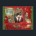 Cartão Postal De Festividades Nosso Primeiro Natal como Foto do Sr. & Sra. Frame<br><div class="desc">Celebre seu primeiro Natal como um casal casado com esta linda colagem de férias com antigos quadros barrocos de ouro, sorvete, coroa e arco vermelho em cores festivas tradicionais sobre fundo estrelado. Substitua a foto e o texto de amostra por um presente personalizado. Faz um presente maravilhoso para casais recém-casados...</div>