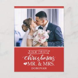 Cartão Postal De Festividades Nosso primeiro Natal como mr & mrs newlyweds