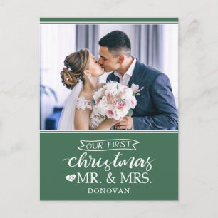 Cartão Postal De Festividades Nosso primeiro Natal como mr & mrs newlyweds