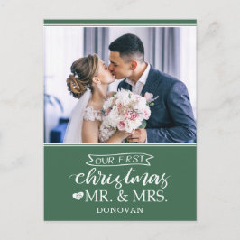 Cartão Postal De Festividades Nosso primeiro Natal como mr & mrs newlyweds