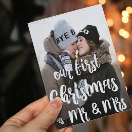 Cartão Postal De Festividades Nosso Primeiro Natal como Senhor e Senhora Foto Ca