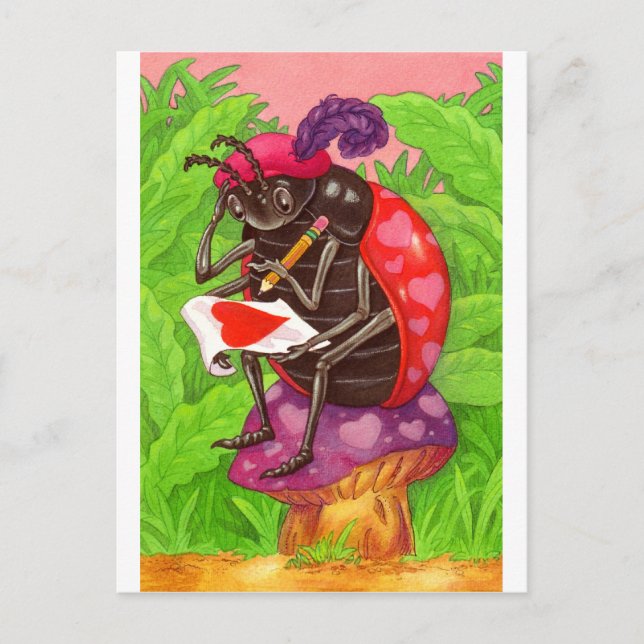 Cartão Postal De Festividades Nota do amor do joaninha dos namorados (Frente)