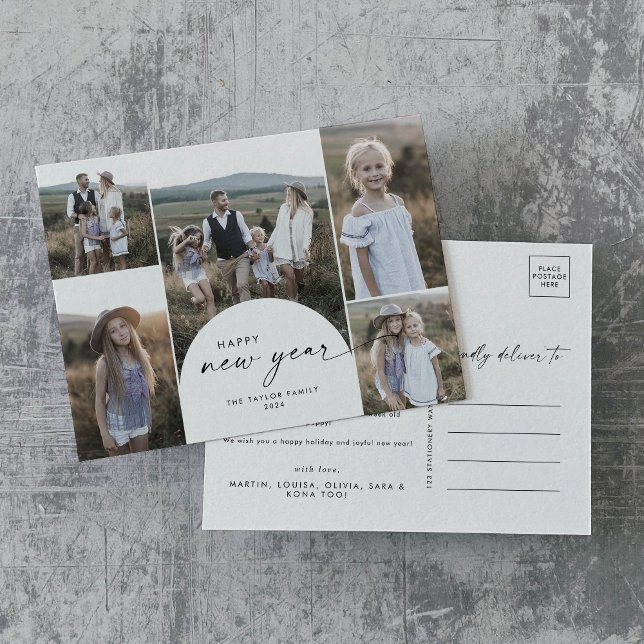 Cartão Postal De Festividades Notícias da família de fotos multi-fotos do Modern (Criador carregado)