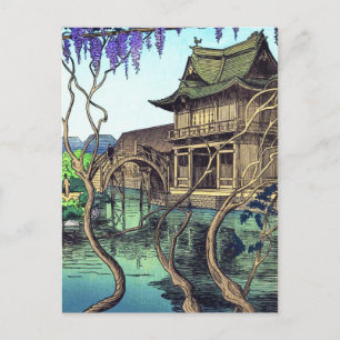 Cartão Postal De Festividades Nouet Noel Kameido shin hanga cenário japonês