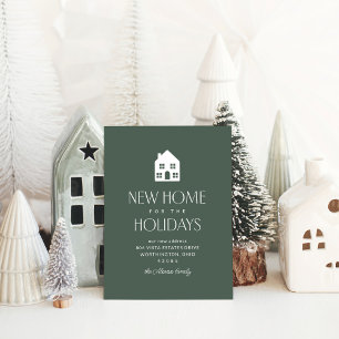 Cartão Postal De Festividades Nova casa para o clássico Natal verde