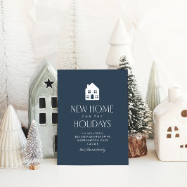 Cartão Postal De Festividades Nova casa para o Natal clássico do marinho