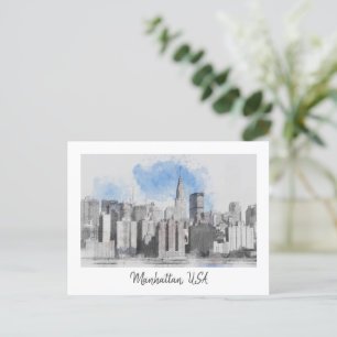 Cartão Postal De Festividades Nova Iorque Skyline - Viagem de Feriado de Manhatt