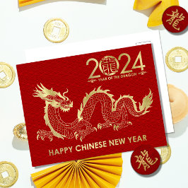Cartão Postal De Festividades Novo ano chinês do Dragão 2024