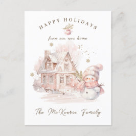 Cartão Postal De Festividades Novo Cartão de Férias de Natal para Neve Rosa-genu