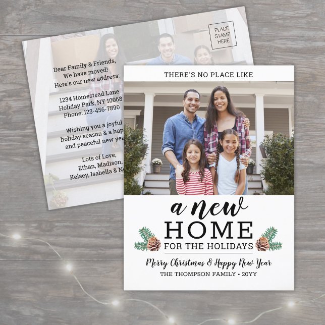 Cartão Postal De Festividades Novo Endereço de Natal Doméstico Mudar Foto Modern (Criador carregado)