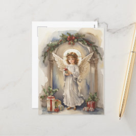 Cartão Postal De Festividades Nozes de Natal Festivas Angels Holiday