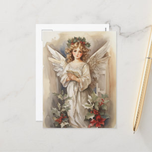 Cartão Postal De Festividades Nozes de Natal Festivas Angels Holiday