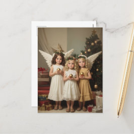 Cartão Postal De Festividades Nozes de Natal Festivas Angels Holiday