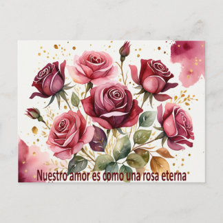 Cartão Postal De Festividades Nuestro amor es como una rosa eterna