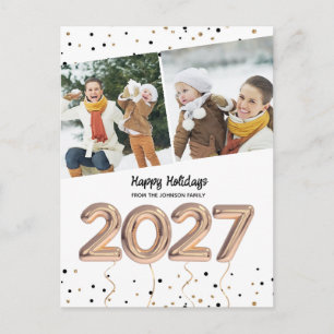 Cartão Postal De Festividades Números de Balão de Fotos de Férias Felizes de 202