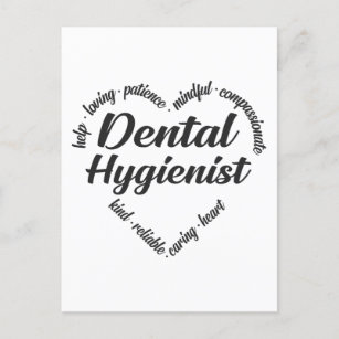 Cartão Postal De Festividades Nuvem de Palavras do Coração Higienista Dental