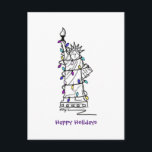Cartão Postal De Festividades NYC Natal Hanukkah Estátua do Feriado da Liberdade<br><div class="desc">O cartão postal apresenta uma ilustração original de um marco clássico da NYC "vestido" para a época de férias. Perfeito por enviar saudações de Natal ou Chanucá! Não vê o que está procurando? Precisa de ajuda para a personalização? Entre em contato com Rebecca para ter algo projetado só para você....</div>