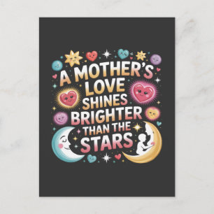 Cartão Postal De Festividades O Amor de uma Mãe Brilha Mais que as Estrelas