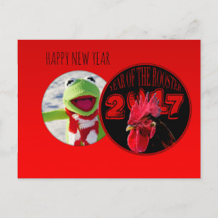 Cartão Postal De Festividades O ano rústico 2017 do galo adiciona sua imagem