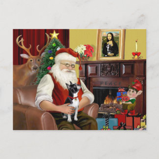 Cartão Postal De Festividades O Boston Terrier do Papai Noel