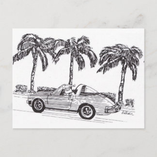 Cartão Postal De Festividades O carro de corridas do papai noel