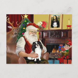 Cartão Postal De Festividades O Chin Japonês do Papai Noel