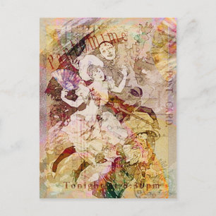 Cartão Postal De Festividades O Dançarino e o Natal de Pierrot