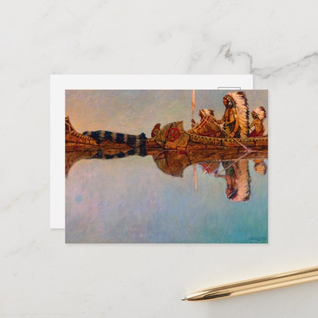 Cartão Postal De Festividades O enterro de água por Newell Convers Wyeth (Frente/Verso In Situ)