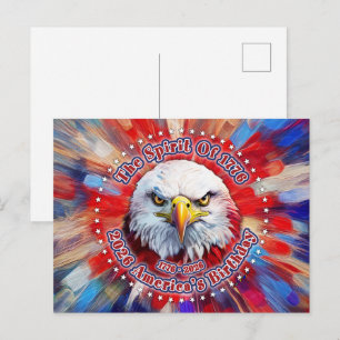 Cartão Postal De Festividades O Espírito De 1776, 2026 Águia Vermelha de Fogo da