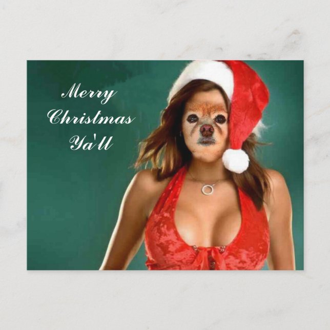 Cartão Postal De Festividades O Fox é o ajudante do papai noel (Frente)