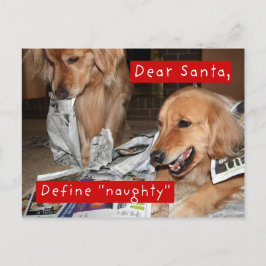 Cartão Postal De Festividades O golden retriever define o Natal impertinente