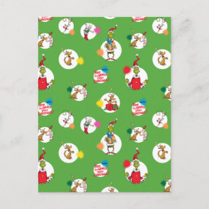 Cartão Postal De Festividades O Grinch  Padrão de pontos de Natal
