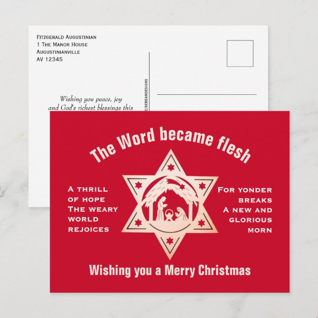 Cartão Postal De Festividades O HOLY NIGHT Nativity Christmas (Frente/Verso)