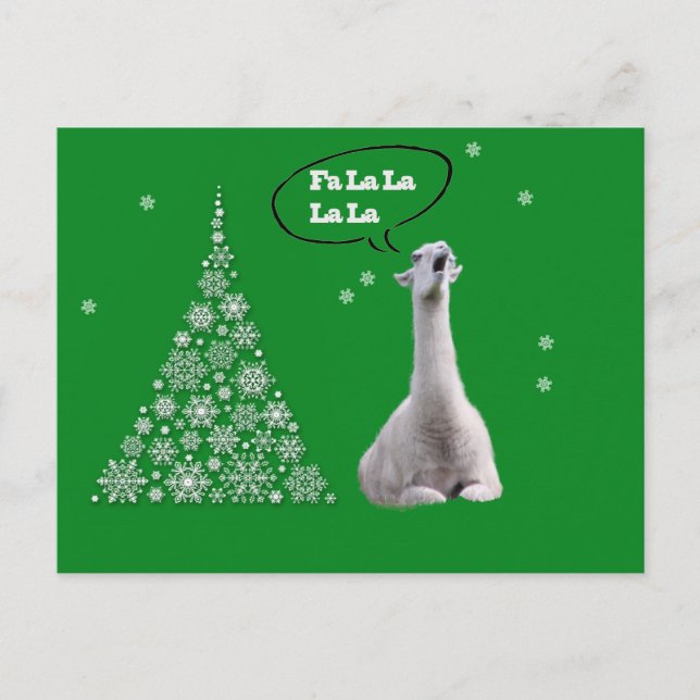 Cartão Postal De Festividades O lama branco canta a canção de natal do Natal: (Frente)