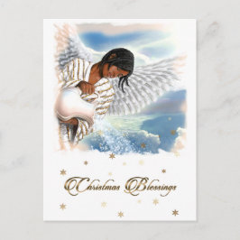 Cartão Postal De Festividades O Natal abençoa Anjo Afro-Americano