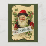 Cartão Postal De Festividades O Natal, alegrias seja Thine<br><div class="desc">Imagem do cartão de Papai Noel do victorian do vintage.</div>