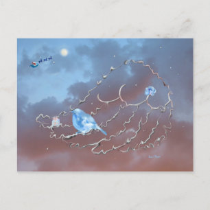 Cartão Postal De Festividades O Natal de um pássaro azul!