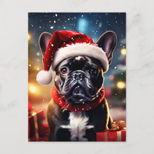 Cartão Postal De Festividades O Natal do Bulldog Francês