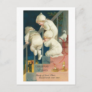 Cartão Postal De Festividades O Natal do Coração Deseja o Cartão de Peeking d