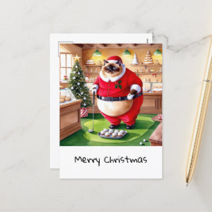 Cartão Postal De Festividades O Natal do Golf temia para o Golfista do Gato