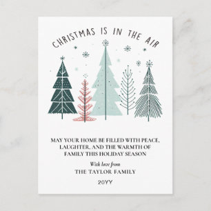 Cartão Postal De Festividades O Natal está no Ar Árvores Modernas Boho