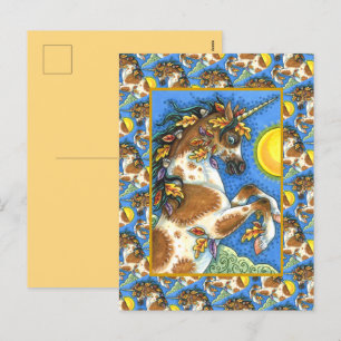 CARTÃO POSTAL DE FESTIVIDADES O OUTONO SAI DE UM ESTALHÃO UNICORN, LEVANDO O CAV