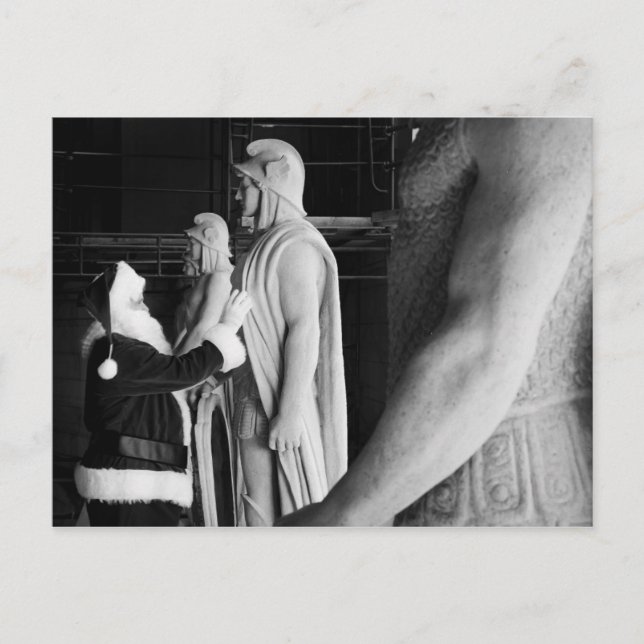 Cartão Postal De Festividades O papai noel admira uma guarda de Centurian, (Frente)