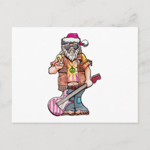 Cartão Postal De Festividades O papai noel do hippy diz "Yule legal "