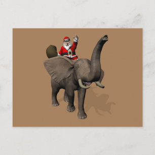 Cartão Postal De Festividades O Papai Noel Está Andando No Cartão De Férias Elef