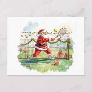 Cartão Postal De Festividades O Papai Noel está jogando tênis Férias de Natal