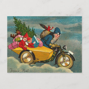 Cartão Postal De Festividades O papai noel monta uma motocicleta - Natal