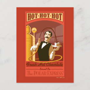 Cartão Postal De Festividades O Polar Express   Arte Vintage de Chocolate Quente