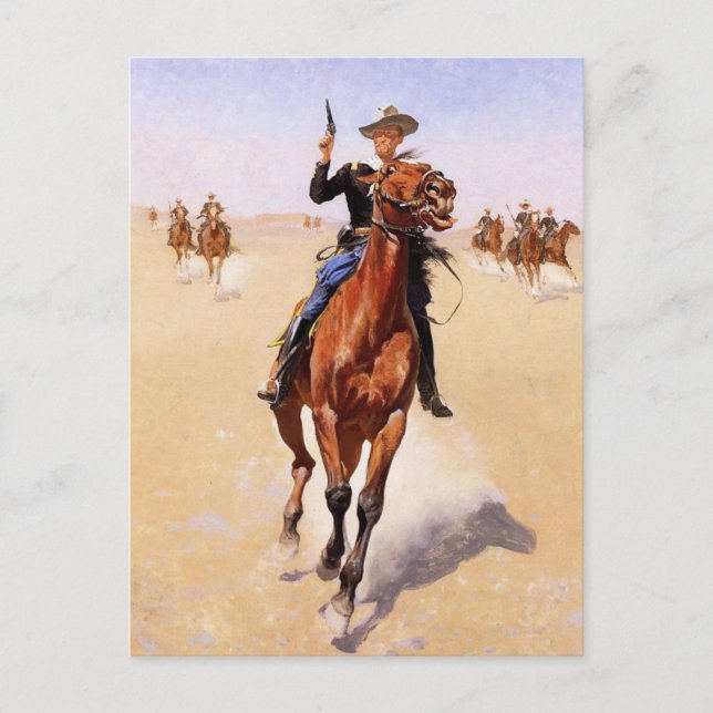 Cartão Postal De Festividades O policial, trabalho de arte de Frederic Remington (Frente)